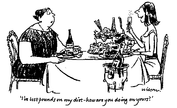 Cartoon - I've Lost Pounds on My Diet, How Are You Doing on Yours?